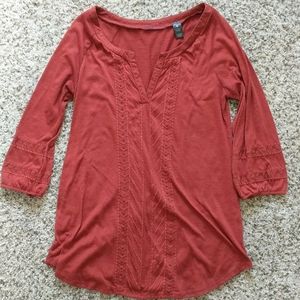 Burnt orange tunic top, BKE